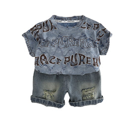 Infants Printed Round Neck Pure Cotton T-shirt With Shorts