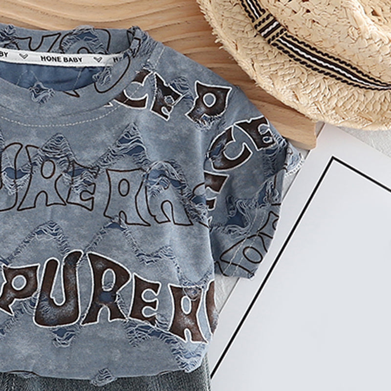 Infants Printed Round Neck Pure Cotton T-shirt With Shorts