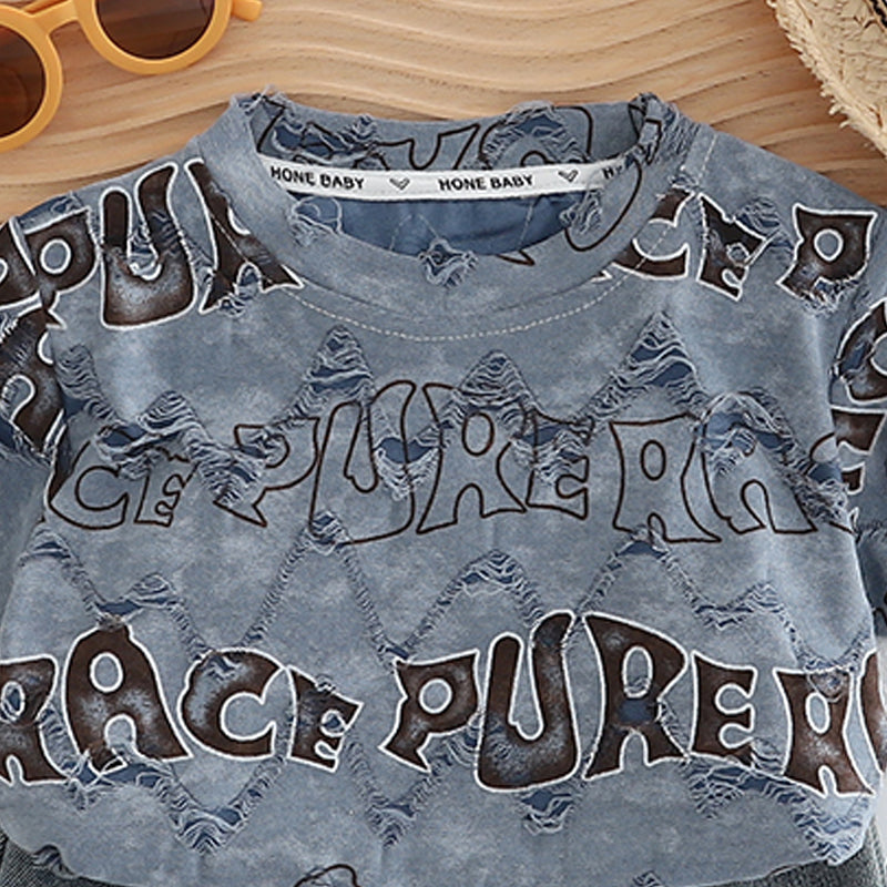 Infants Printed Round Neck Pure Cotton T-shirt With Shorts
