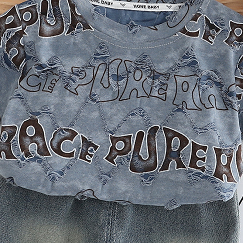 Infants Printed Round Neck Pure Cotton T-shirt With Shorts