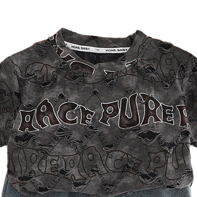 Boys Typograghy Printed Pure Cotton T-shirt With Shorts