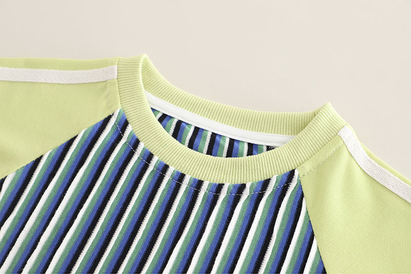 Boys Striped Pure Cotton T-shirt With Shorts