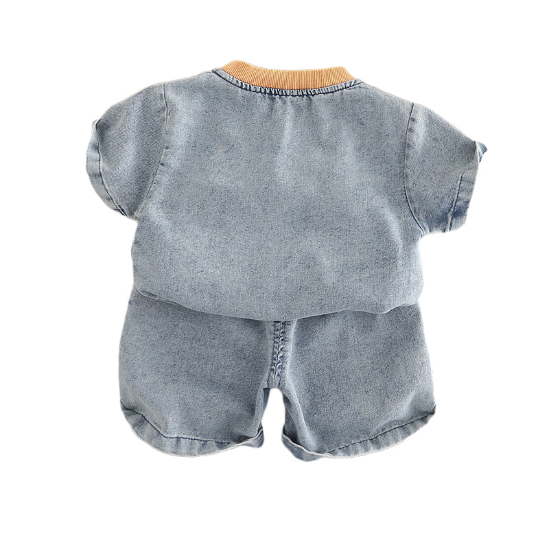 Infants Printed Round Neck Pure Cotton T-shirt With Shorts