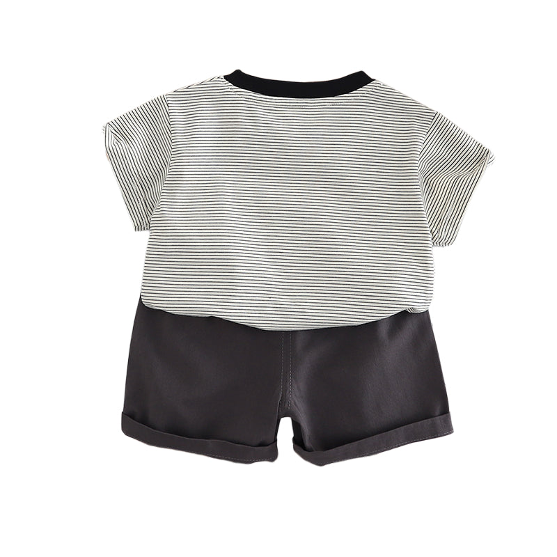 Boys Striped Pure Cotton T-shirt With Shorts