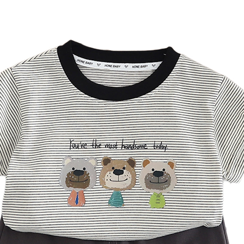 Boys Striped Pure Cotton T-shirt With Shorts