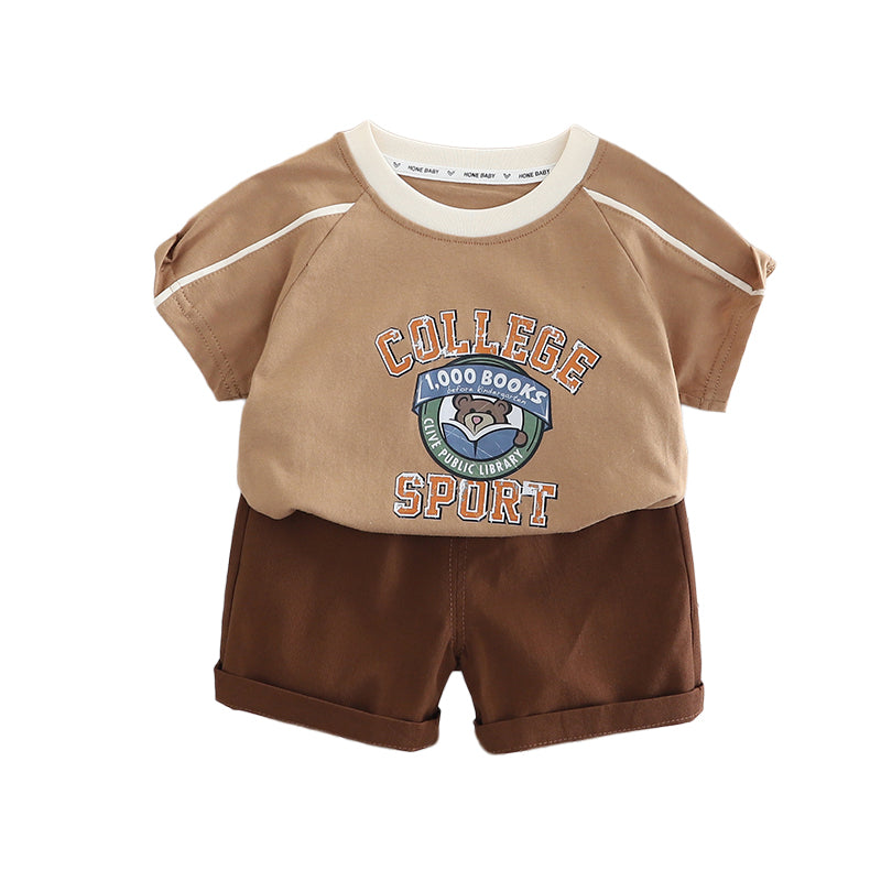 Boys Graphic Printed Pure Cotton T-shirt With Shorts