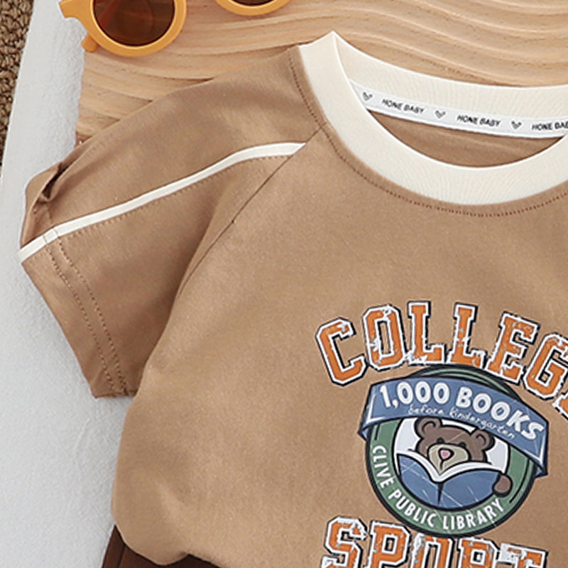 Boys Graphic Printed Pure Cotton T-shirt With Shorts