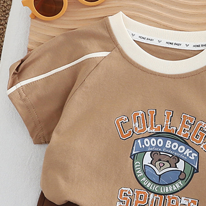 Boys Graphic Printed Pure Cotton T-shirt With Shorts