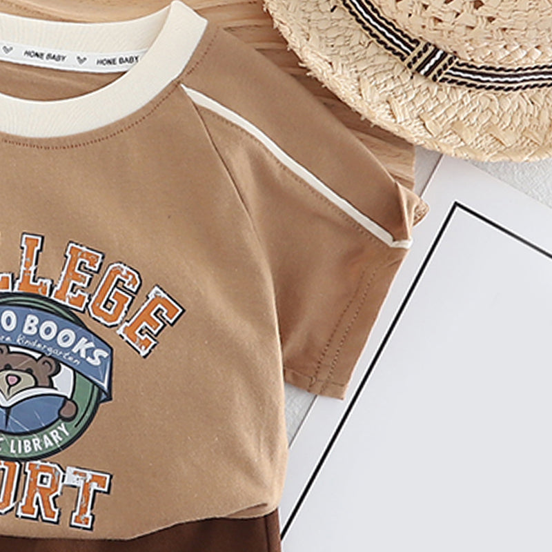 Boys Graphic Printed Pure Cotton T-shirt With Shorts
