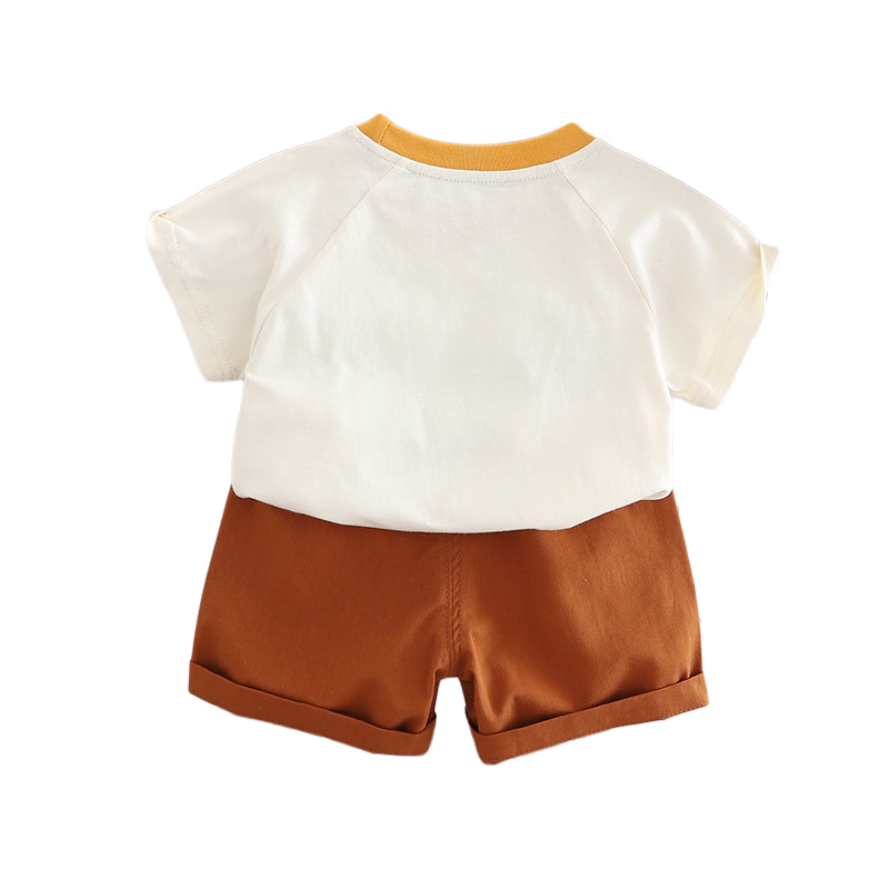 Boys Short Sleeves Round Neck Cotton T-shirt With Shorts
