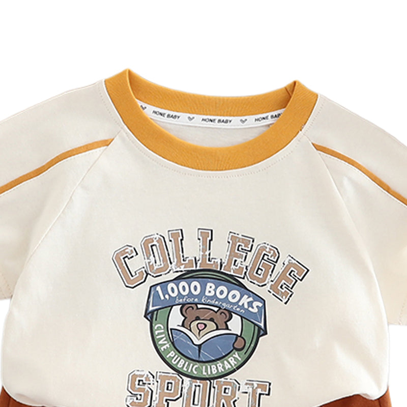 Boys Short Sleeves Round Neck Cotton T-shirt With Shorts