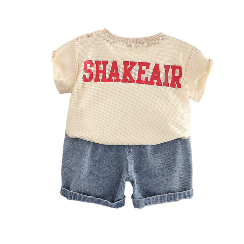 Boys Printed Pure Cotton T-shirt With Shorts