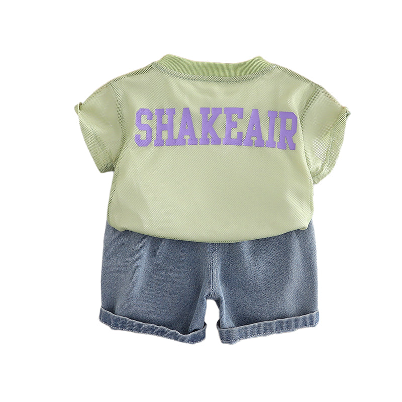 Boys Printed Round Neck Pure Cotton T-shirt with Shorts