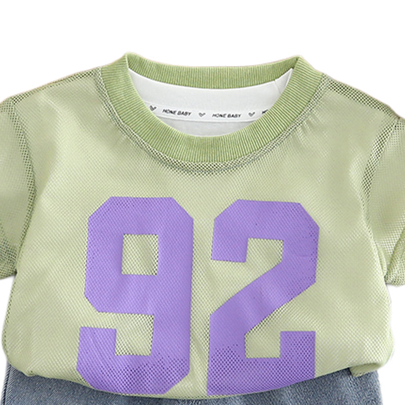 Boys Printed Round Neck Pure Cotton T-shirt with Shorts