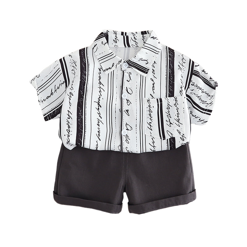 Boys Printed Pure Cotton Shirt With Shorts