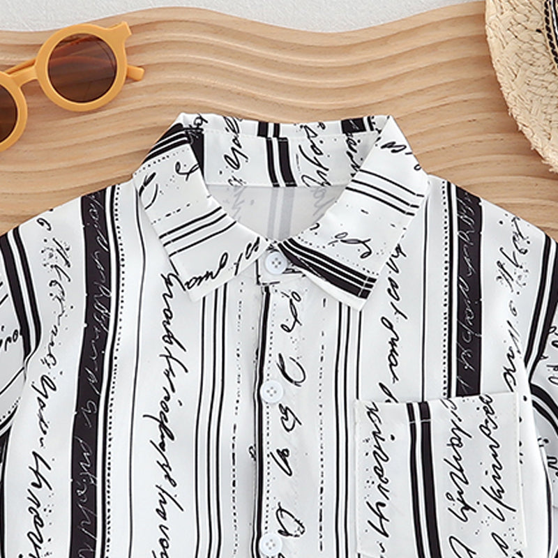 Boys Printed Pure Cotton Shirt With Shorts