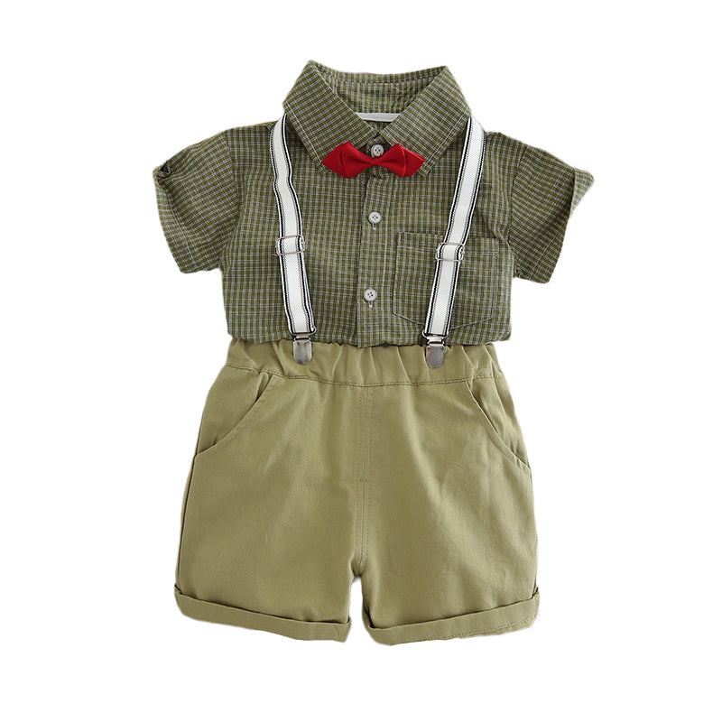 Boys Checked Pure Cotton Shirt With Shorts