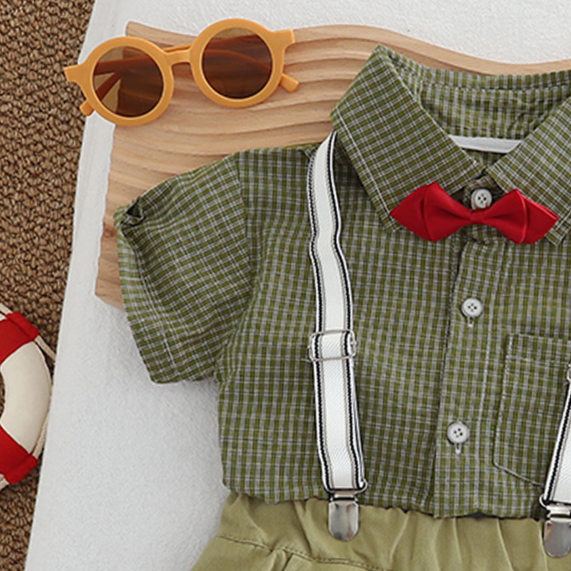 Boys Checked Pure Cotton Shirt With Shorts