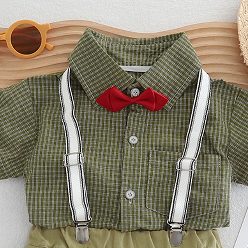 Boys Checked Pure Cotton Shirt With Shorts