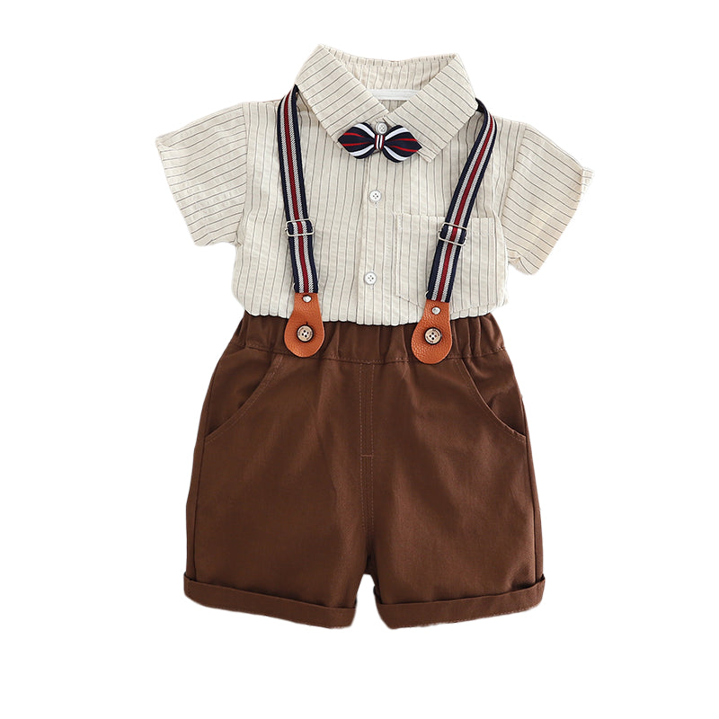 Boys Striped Pure Cotton Shirt With Shorts
