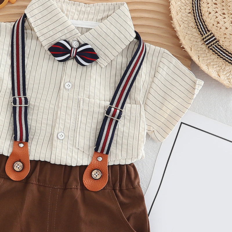 Boys Striped Pure Cotton Shirt With Shorts