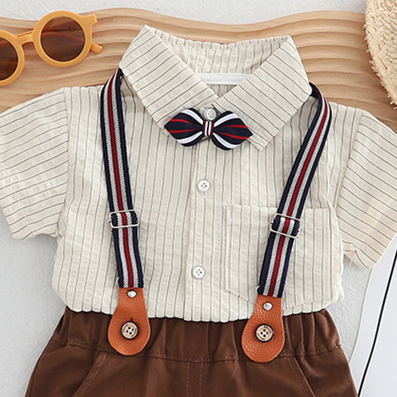 Boys Striped Pure Cotton Shirt With Shorts