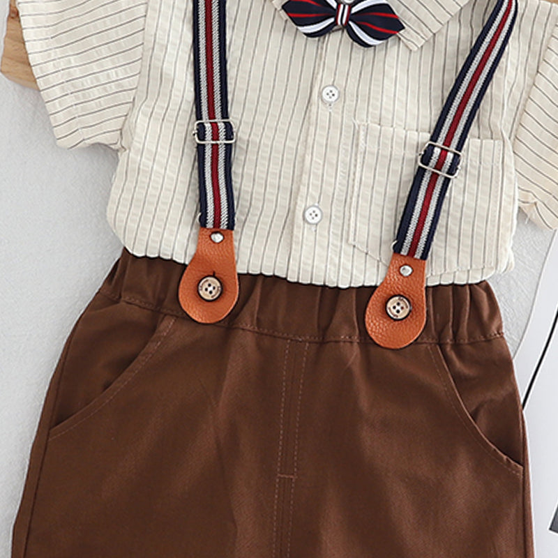 Boys Striped Pure Cotton Shirt With Shorts