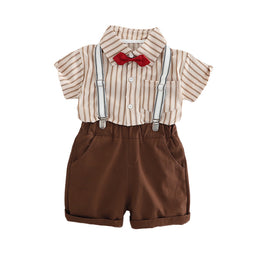 Boys Striped Pure Cotton Shirt With Shorts