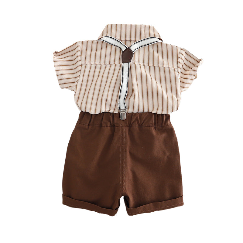 Boys Striped Pure Cotton Shirt With Shorts