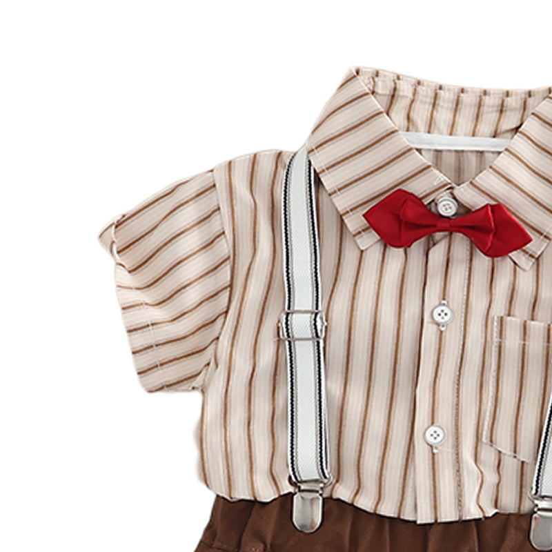 Boys Striped Pure Cotton Shirt With Shorts