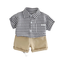 Boys Checked Pure Cotton Shirt With Shorts