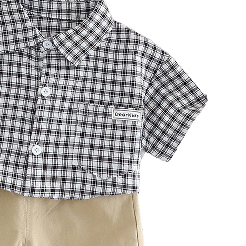 Boys Checked Pure Cotton Shirt With Shorts