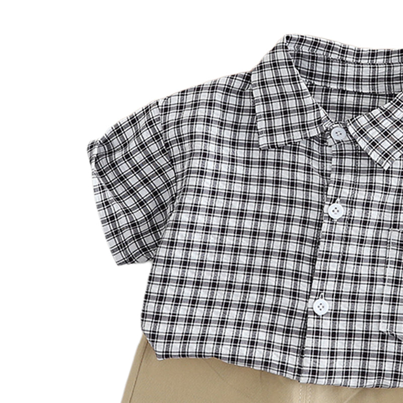 Boys Checked Pure Cotton Shirt With Shorts
