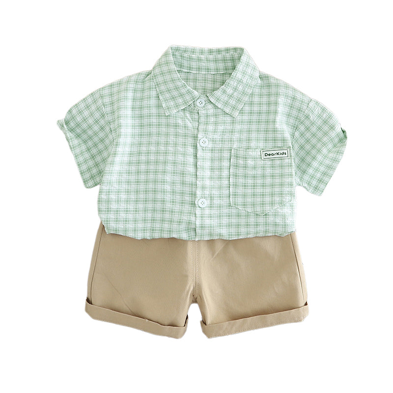Boys Checked Pure Cotton Shirt With Short