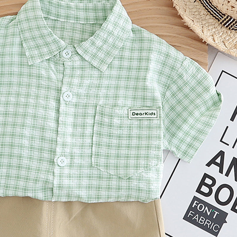 Boys Checked Pure Cotton Shirt With Short