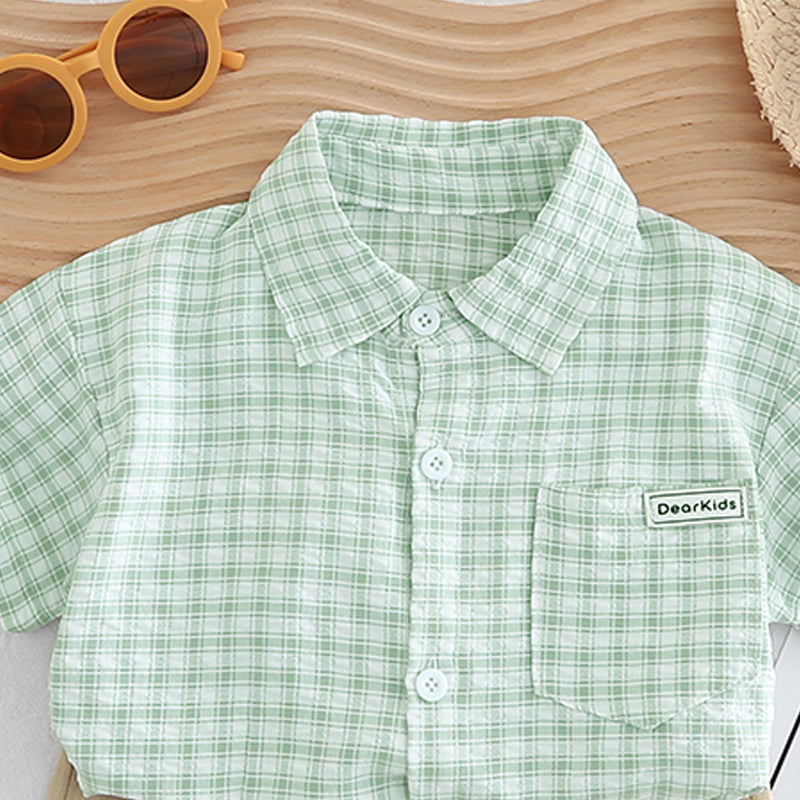 Boys Checked Pure Cotton Shirt With Short