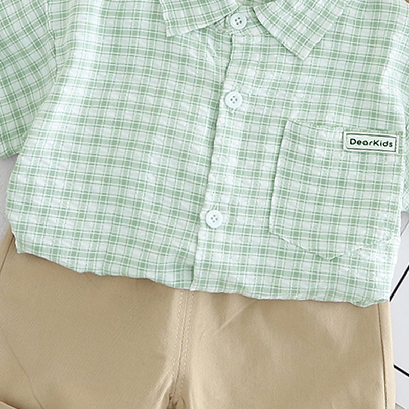 Boys Checked Pure Cotton Shirt With Short