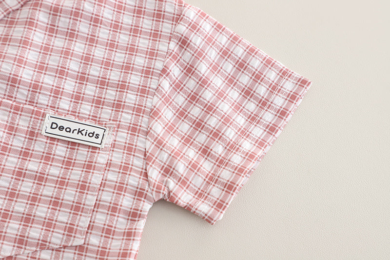 Infants Checked Spread Collar Pure Cotton Shirt With Shorts