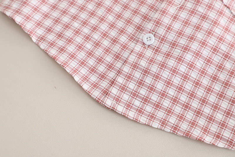 Infants Checked Spread Collar Pure Cotton Shirt With Shorts