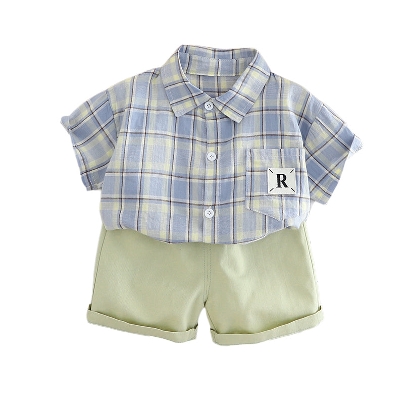 Boys Checked Pure Cotton Shirt With Shorts