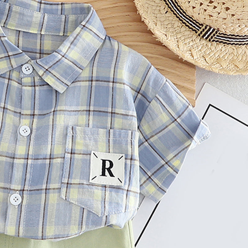 Boys Checked Pure Cotton Shirt With Shorts