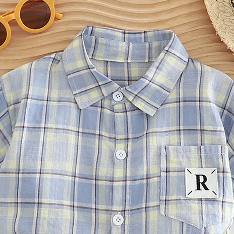 Boys Checked Pure Cotton Shirt With Shorts