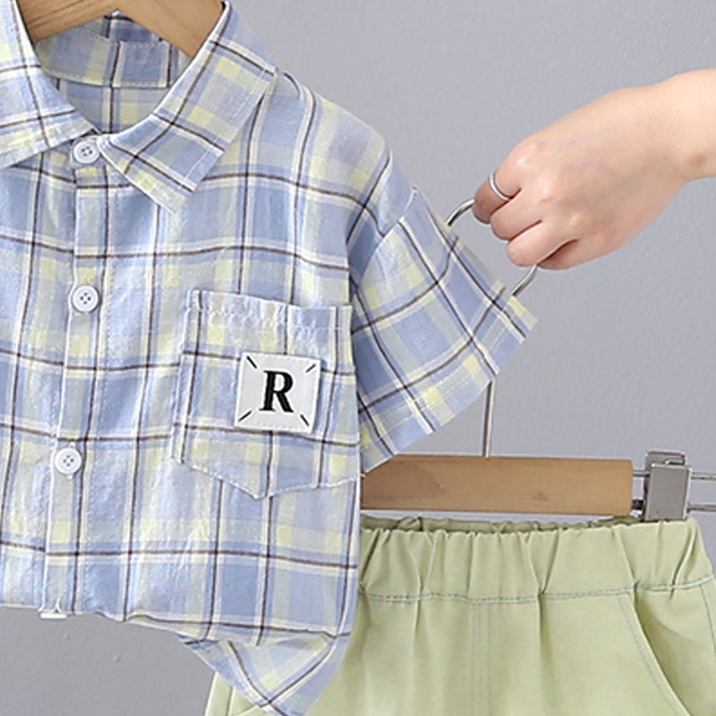 Boys Checked Pure Cotton Shirt With Shorts