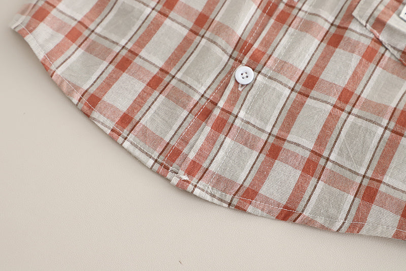Infants Checked Spread Collar Pure Cotton Shirt With Shorts