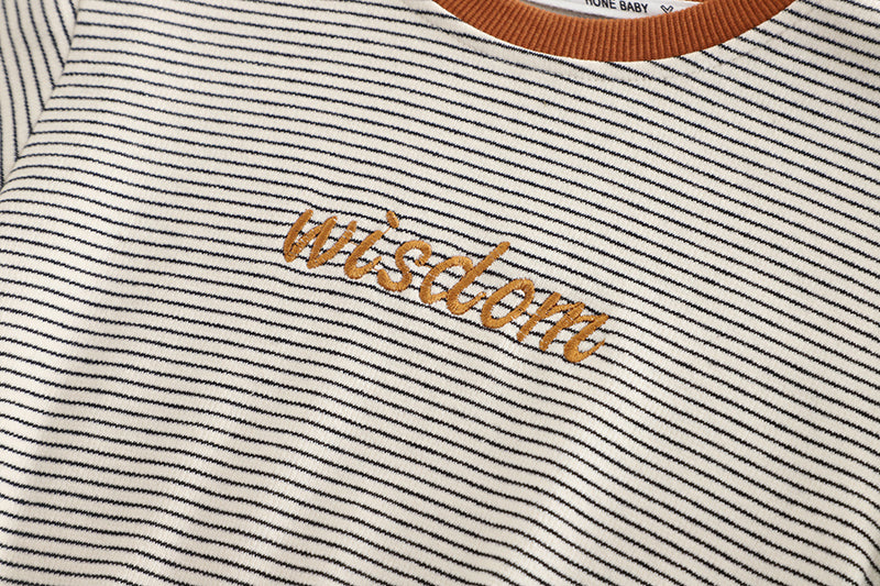 Boys Striped Round Neck T-shirt with Trousers