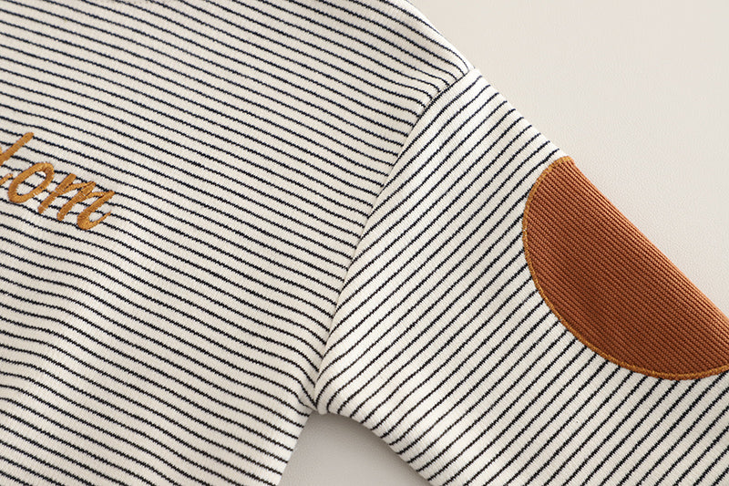Boys Striped Round Neck T-shirt with Trousers