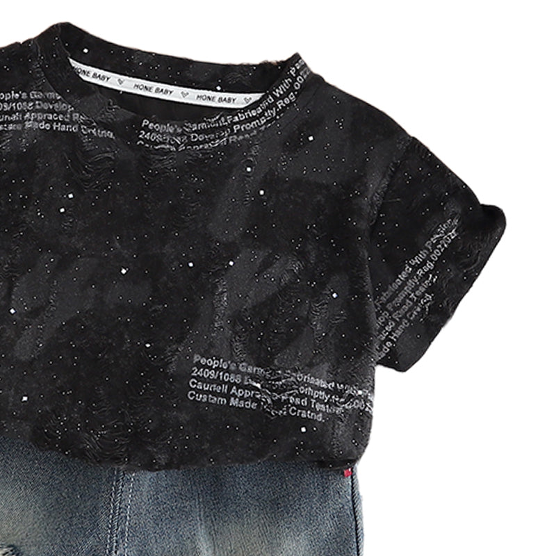 Boys Printed Round Neck Pure Cotton T-shirt With Shorts