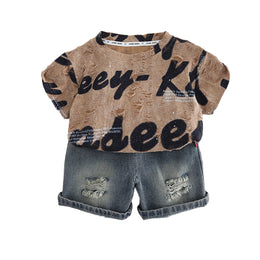 Infants Printed Round Neck Pure Cotton T-shirt With Shorts