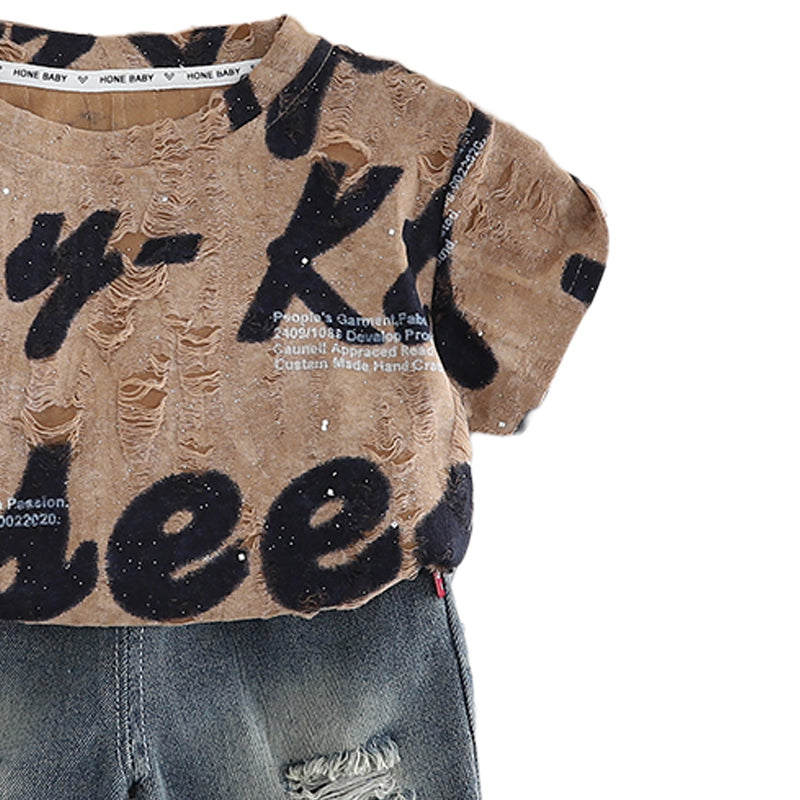 Infants Printed Round Neck Pure Cotton T-shirt With Shorts