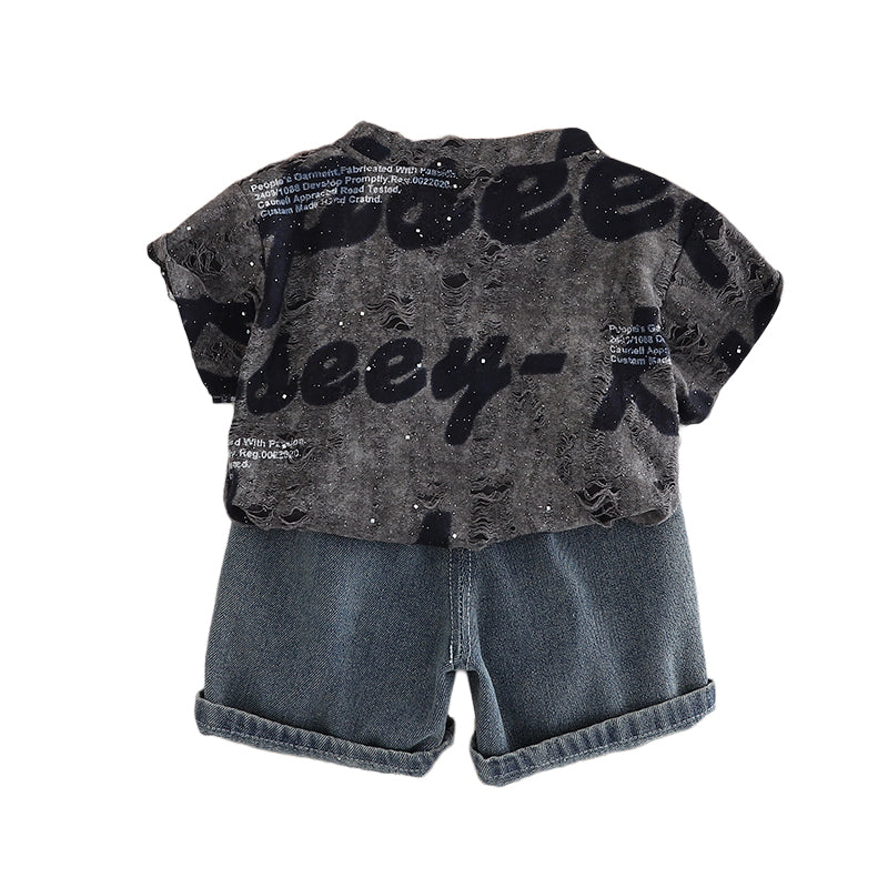 Boys Printed Pure Cotton T-shirt With Shorts